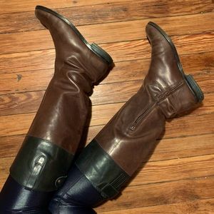 Ralph Lauren Two-Tone Mid-Calf Leather Riding Boot